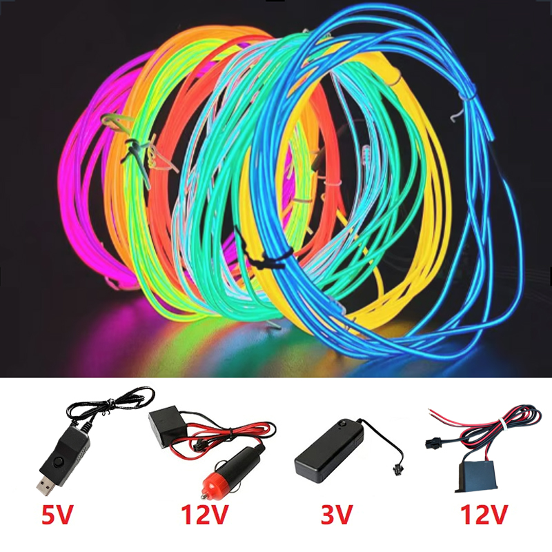 Led El Wire - Fio de LED EL 10/5/3/1m com
