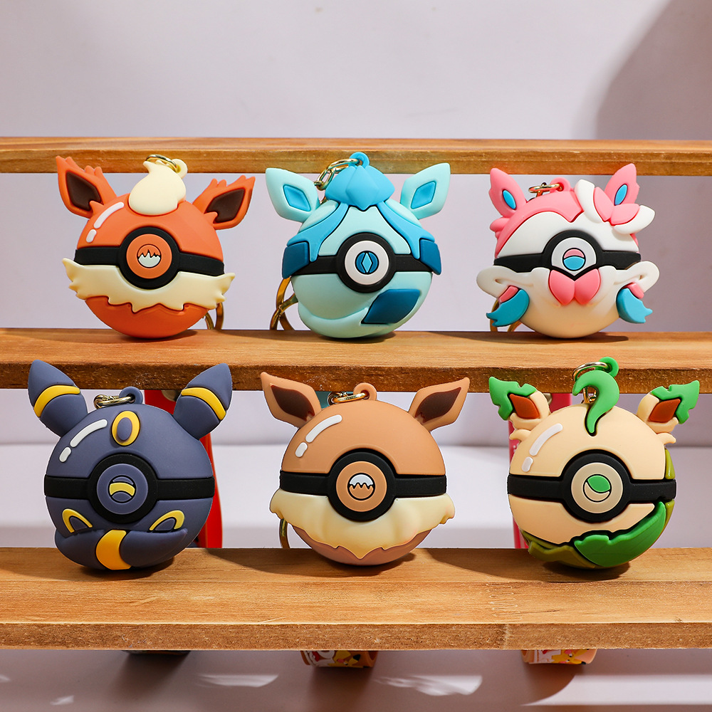Pokeball Cosplay Prop - 6 Peças Chaveiro de Silicone Fofo