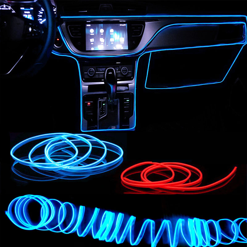 Led El Wire - 1m/3m/5m interior do carro conduziu a
