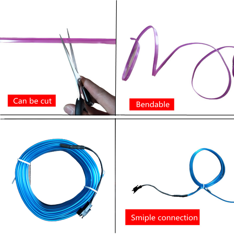 1m/3m/5m interior do carro con - Led El Wire avaliação e preço